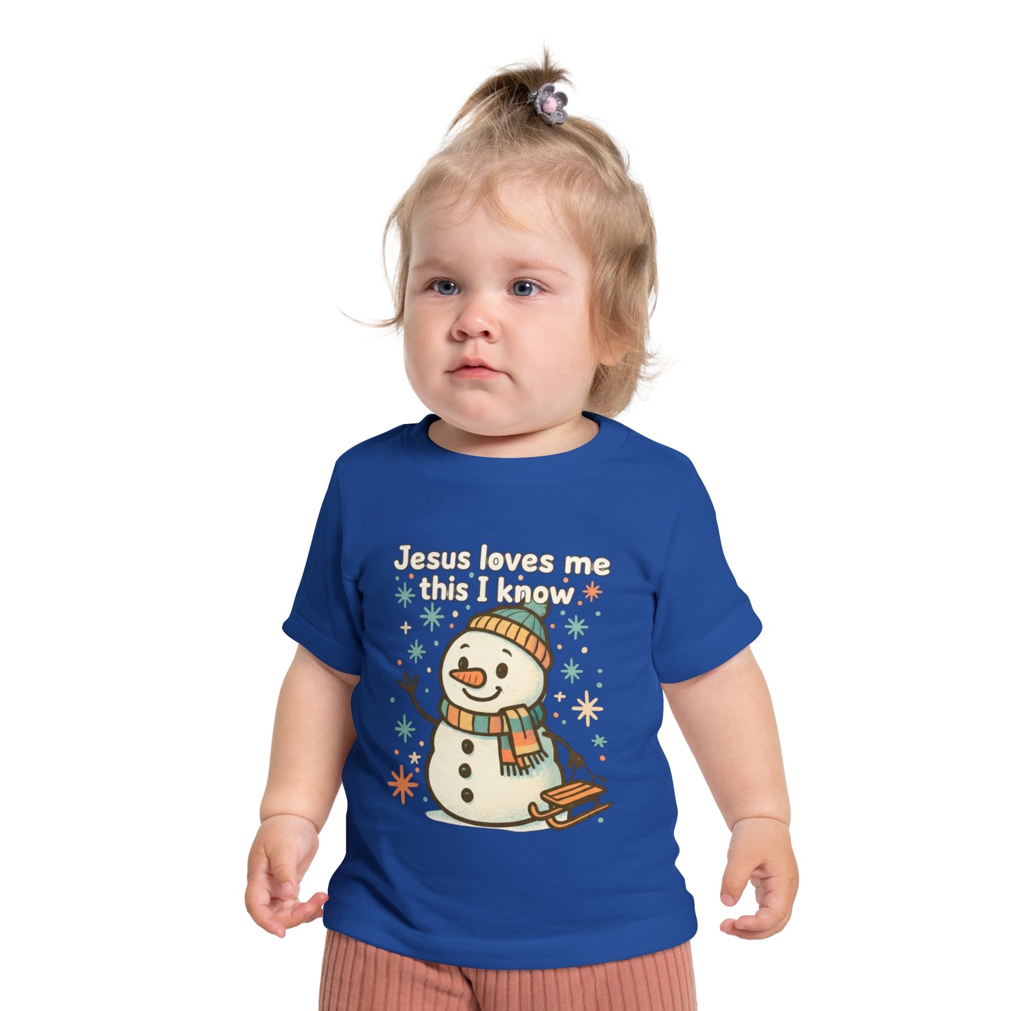 Christmas Baby T-Shirt, Cute Snowman Tee, Jesus Loves Me, Holiday Gift, Infant Christmas Apparel, Baby Shower Gift