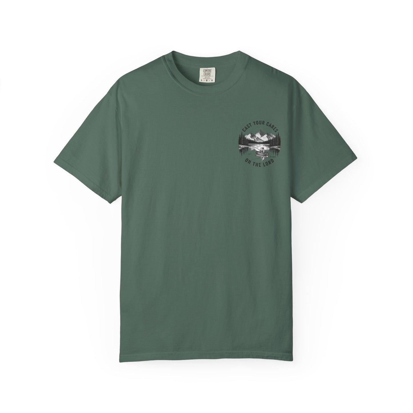 Cast Your Cares on the Lord T-Shirt - Psalm 55:22 Unisex Tee, Christian Outdoor Apparel, Faith-Based Fishing Shirt