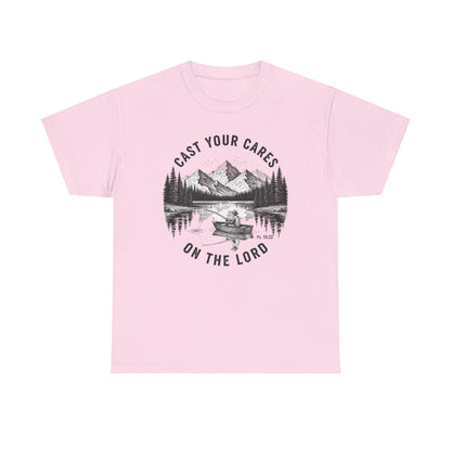 Cast Your Cares On The Lord Women's T-Shirt - Psalm 55:22 Faith Tee