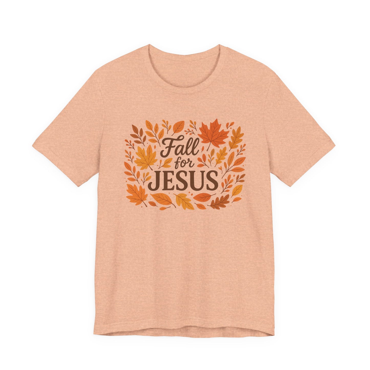 Fall for Jesus Short Sleeve Tee, Autumn T-Shirt, Christian Apparel, Thanksgiving Gift, Faith-Based Clothing
