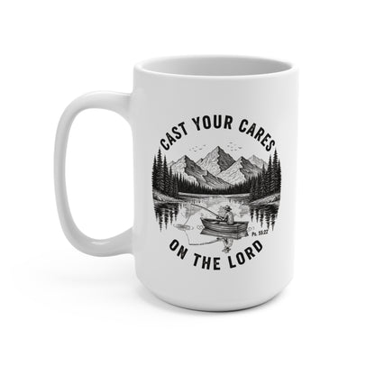 Inspirational Nature Mug, Campfire Coffee Cup, Motivational Gift for Fishermen, Outdoors Lover, Christian Decor