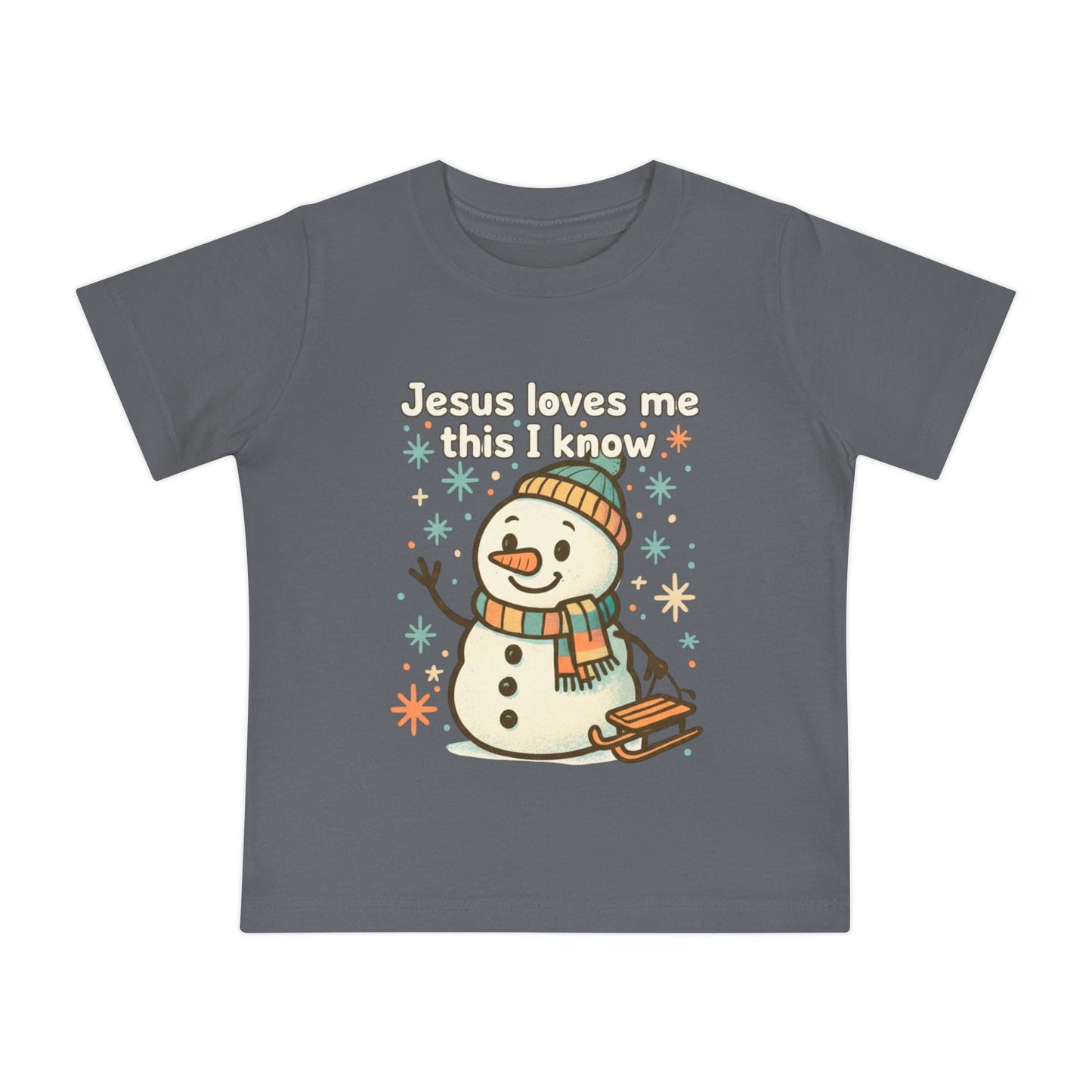 Christmas Baby T-Shirt, Cute Snowman Tee, Jesus Loves Me, Holiday Gift, Infant Christmas Apparel, Baby Shower Gift