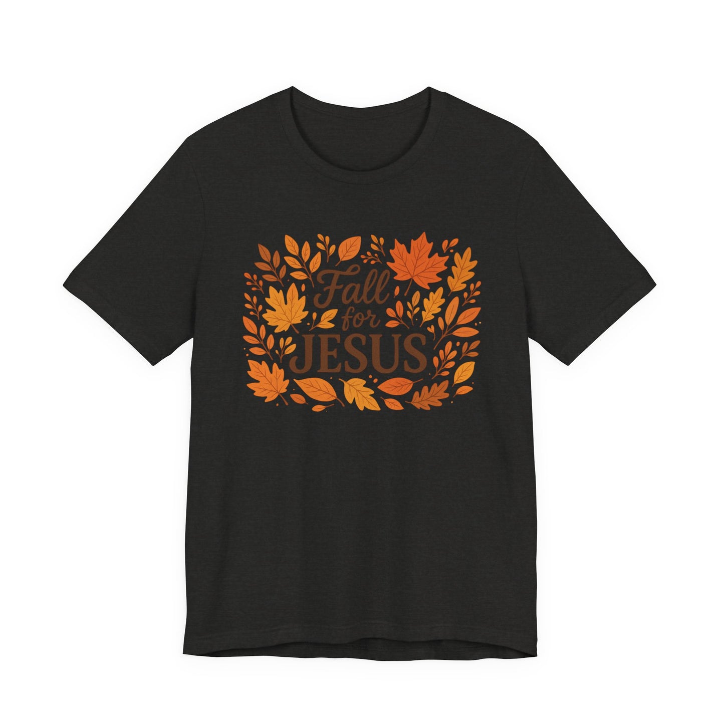 Fall for Jesus Short Sleeve Tee, Autumn T-Shirt, Christian Apparel, Thanksgiving Gift, Faith-Based Clothing
