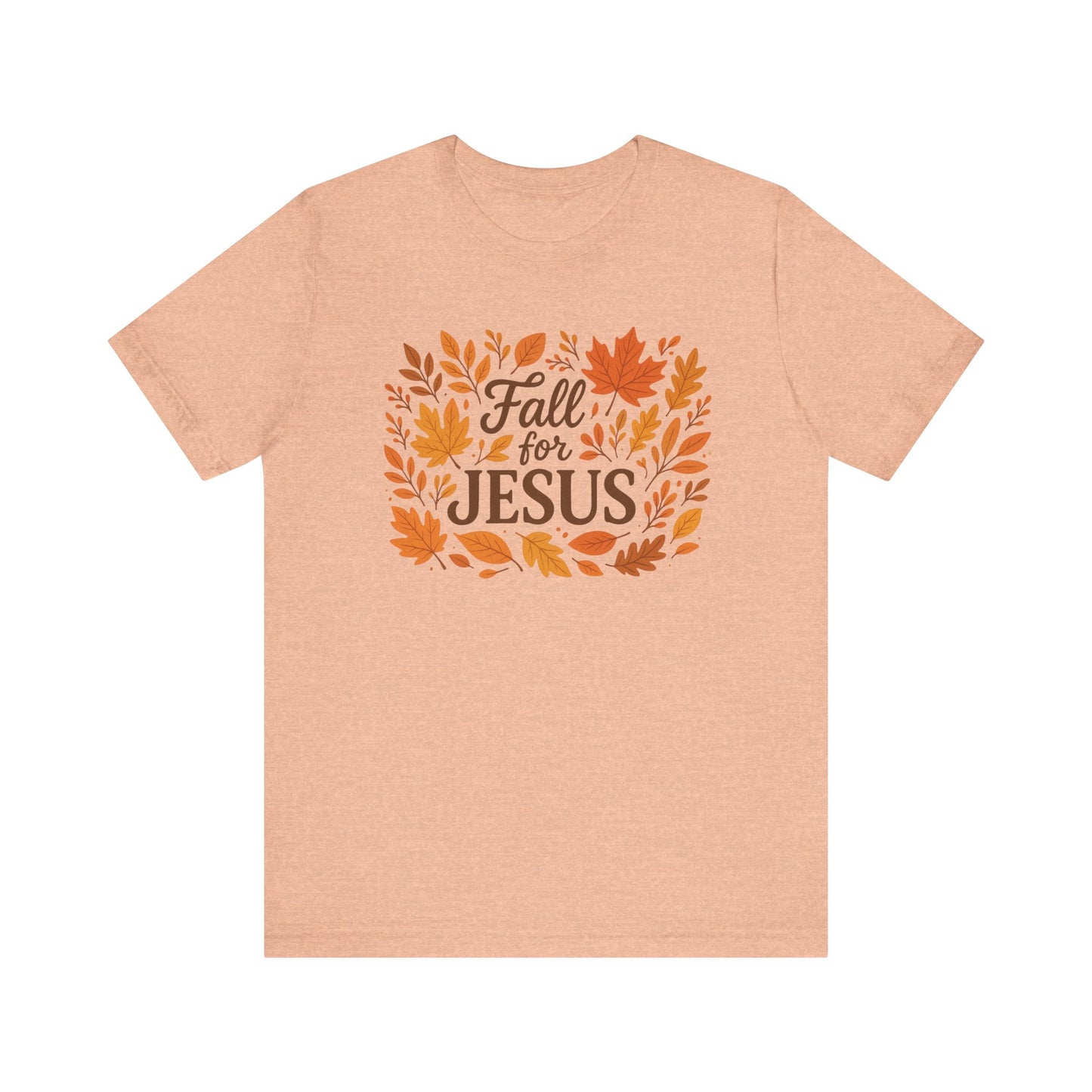 Fall for Jesus Short Sleeve Tee, Autumn T-Shirt, Christian Apparel, Thanksgiving Gift, Faith-Based Clothing