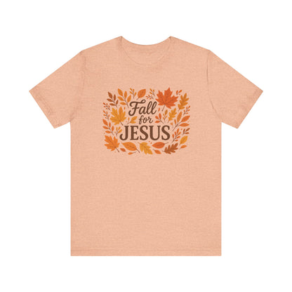 Fall for Jesus Short Sleeve Tee, Autumn T-Shirt, Christian Apparel, Thanksgiving Gift, Faith-Based Clothing