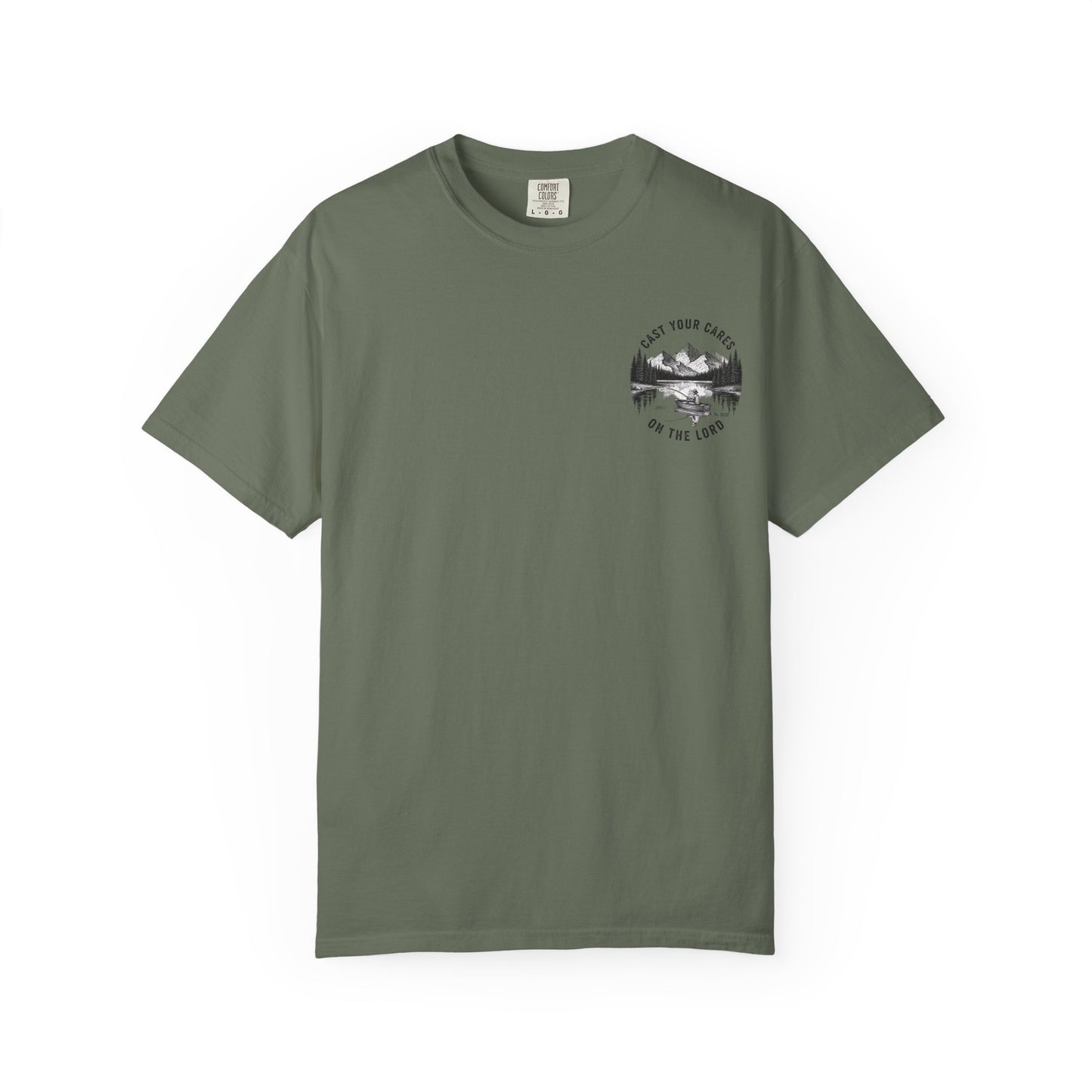 Cast Your Cares on the Lord T-Shirt - Psalm 55:22 Unisex Tee, Christian Outdoor Apparel, Faith-Based Fishing Shirt