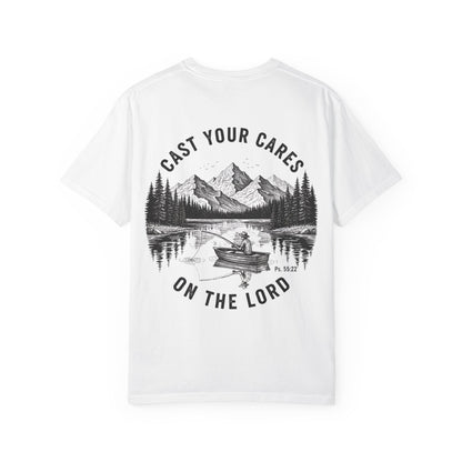 Cast Your Cares on the Lord T-Shirt - Psalm 55:22 Unisex Tee, Christian Outdoor Apparel, Faith-Based Fishing Shirt