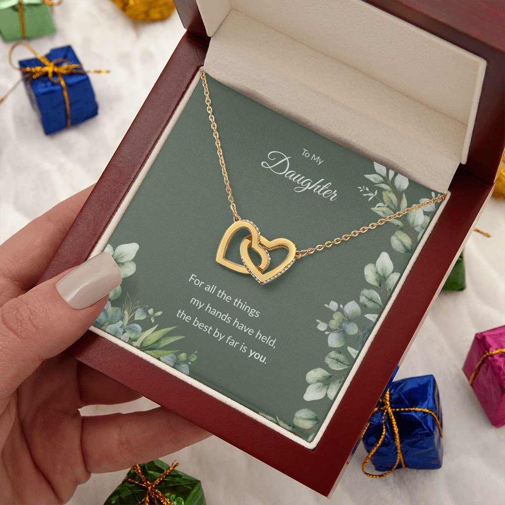 Interlocking Hearts Necklace for Daughter | Gold | Sentimental Gift Card