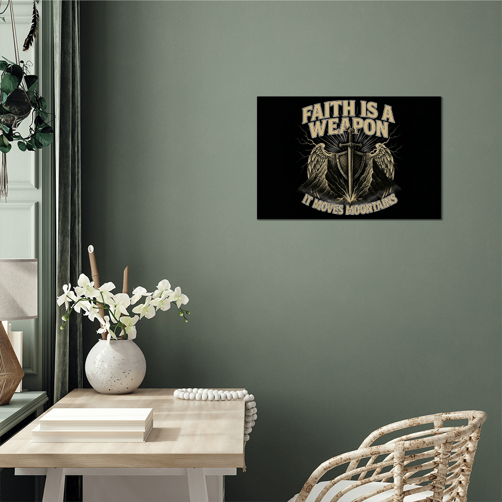 Faith is a Weapon - It Moves Mountains | High Gloss Metal Art Print