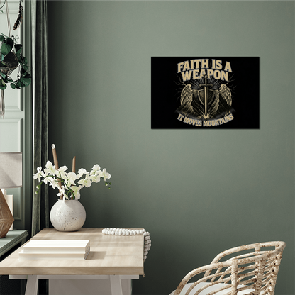 Faith is a Weapon - It Moves Mountains | High Gloss Metal Art Print