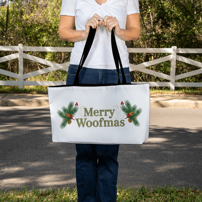 Merry Woofmas Tote Bag | Christmas Dog Lover Gift | For Walks & Small Pups