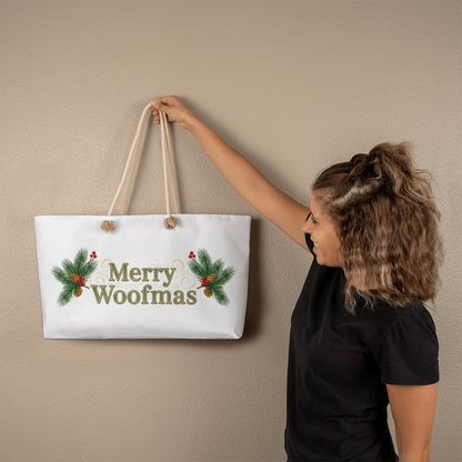 Merry Woofmas Tote Bag | Christmas Dog Lover Gift | For Walks & Small Pups