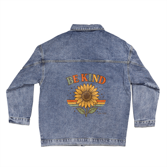 Be Kind Oversized Denim Jacket | Ephesians 4:32 | Women's Faith-Inspired Apparel