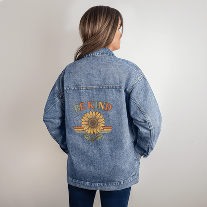 Be Kind Oversized Denim Jacket | Ephesians 4:32 | Women's Faith-Inspired Apparel