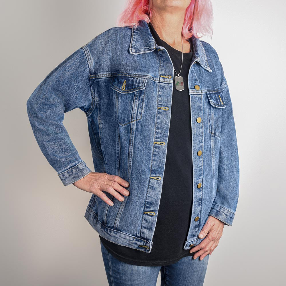 Be Kind Oversized Denim Jacket | Ephesians 4:32 | Women's Faith-Inspired Apparel