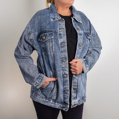 Be Kind Oversized Denim Jacket | Ephesians 4:32 | Women's Faith-Inspired Apparel