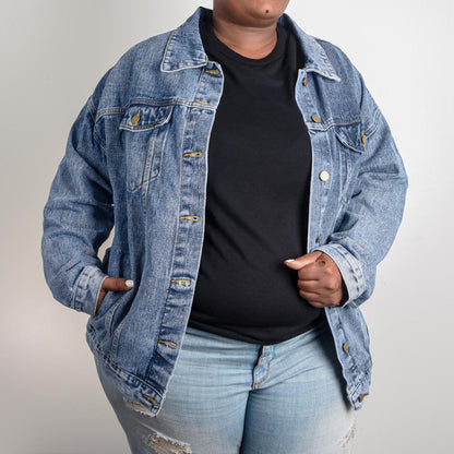 Be Kind Oversized Denim Jacket | Ephesians 4:32 | Women's Faith-Inspired Apparel