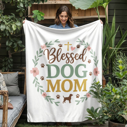 Blessed Dog Mom | Pet Lovers Special Jersey Fleece Blanket | Perfect Gift for Dog Mamas