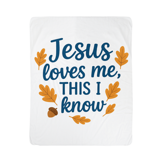 Jesus Loves Me Swaddling Blanket | Sherpa Fleece Baby Blanket | Faith-Inspired Gift for Kids