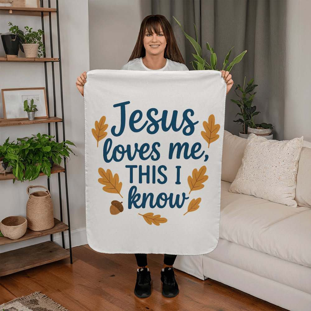 Jesus Loves Me Swaddling Blanket | Sherpa Fleece Baby Blanket | Faith-Inspired Gift for Kids