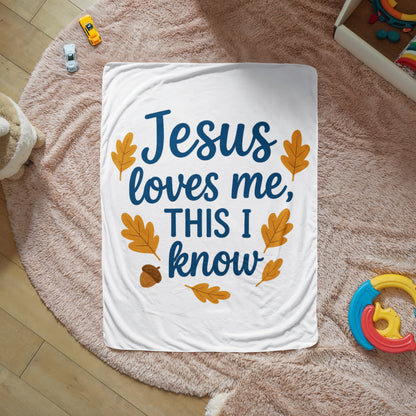 Jesus Loves Me Swaddling Blanket | Sherpa Fleece Baby Blanket | Faith-Inspired Gift for Kids