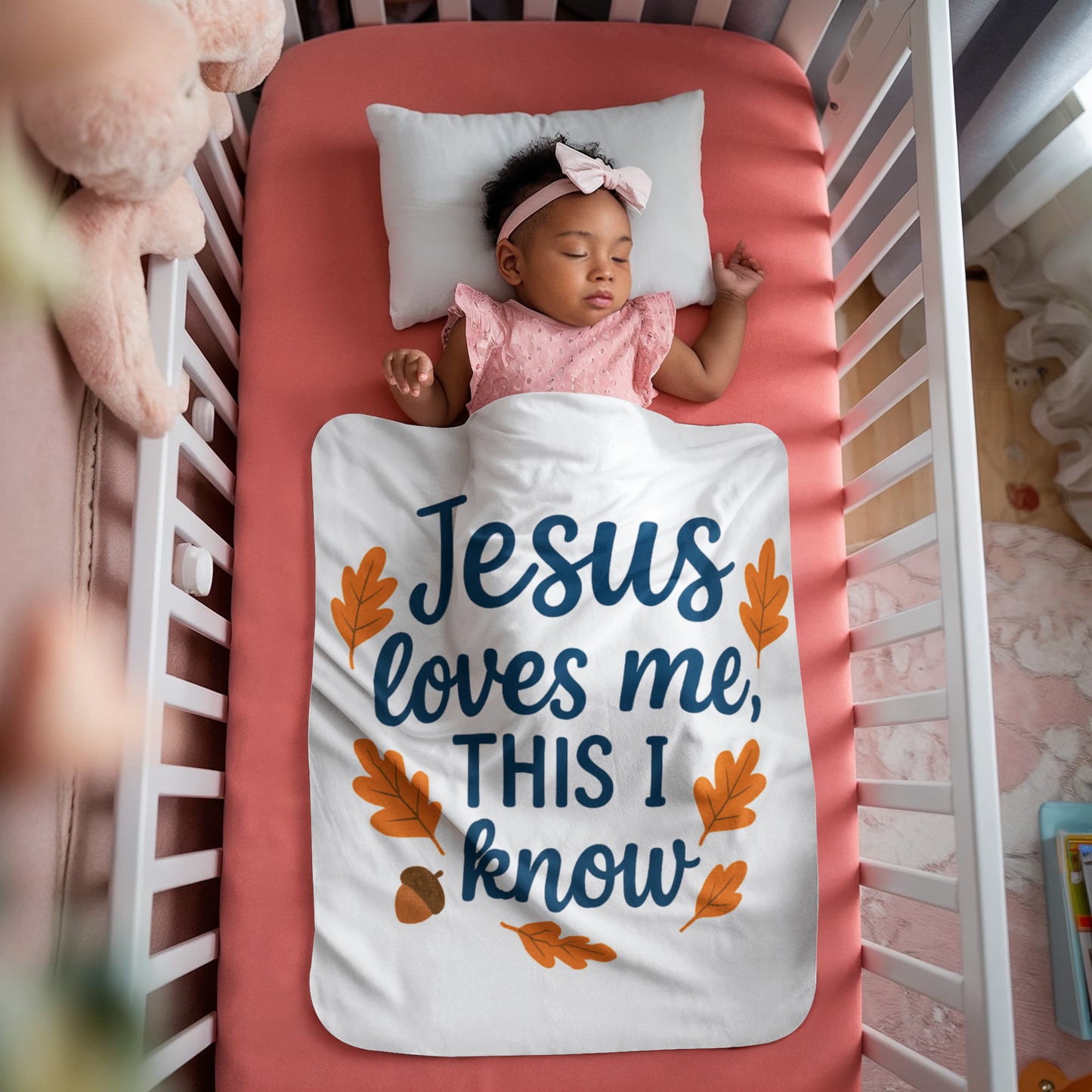 Jesus Loves Me Swaddling Blanket | Sherpa Fleece Baby Blanket | Faith-Inspired Gift for Kids
