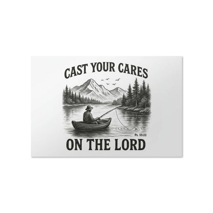 Man Cave Wall Art | Cast Your Cares Scripture Poster | Christian Gift for Men