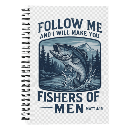 Follow Me Fishers of Men Spiral Notebook | Matthew 4:19 Faith Journal
