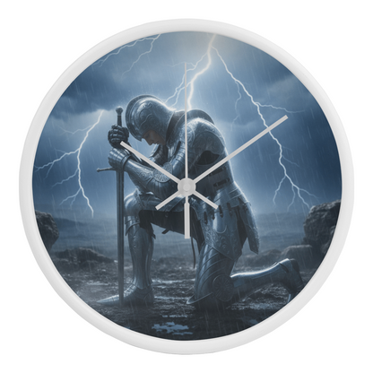 Warrior in Prayer Wall Clock - Faith Over Fear Inspirational Home Decor