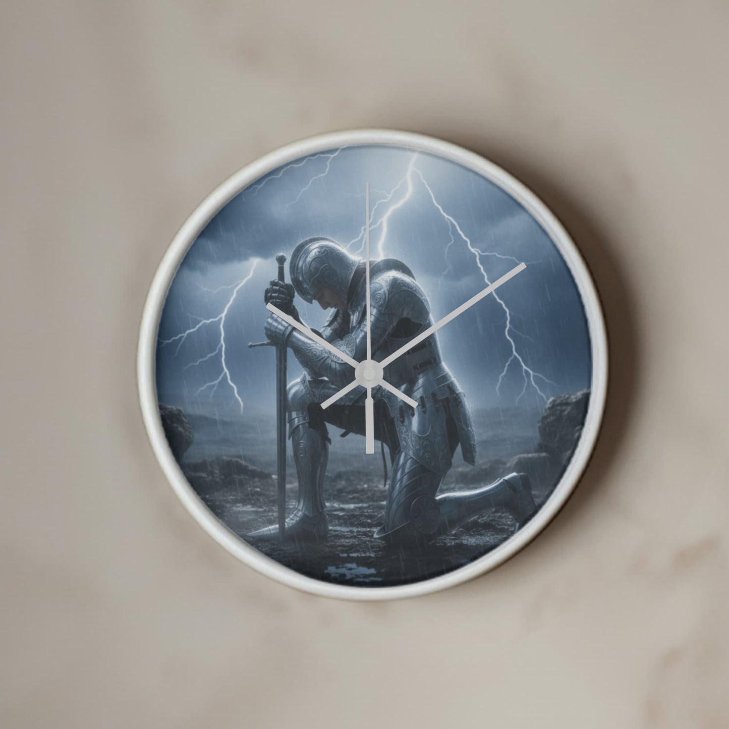 Warrior in Prayer Wall Clock - Faith Over Fear Inspirational Home Decor