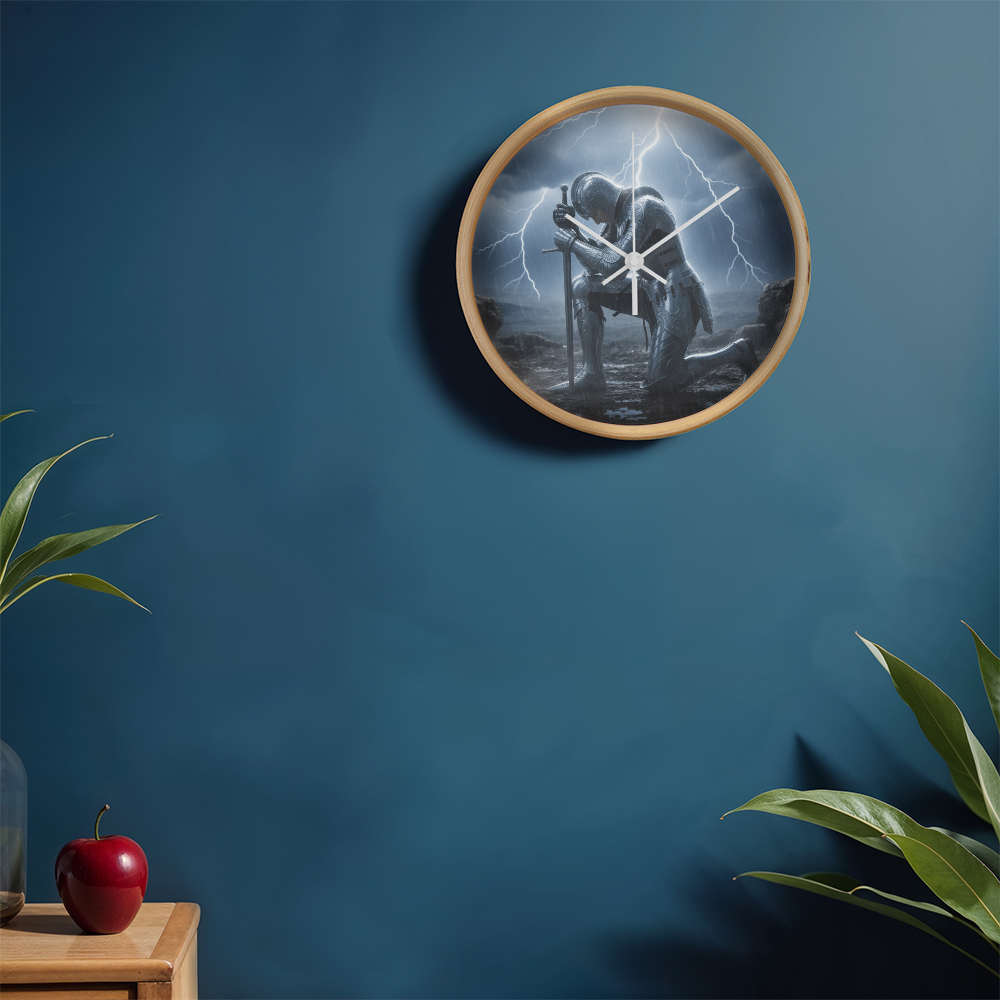 Warrior in Prayer Wall Clock - Faith Over Fear Inspirational Home Decor