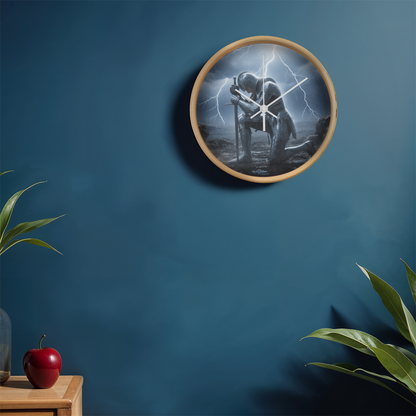 Warrior in Prayer Wall Clock - Faith Over Fear Inspirational Home Decor