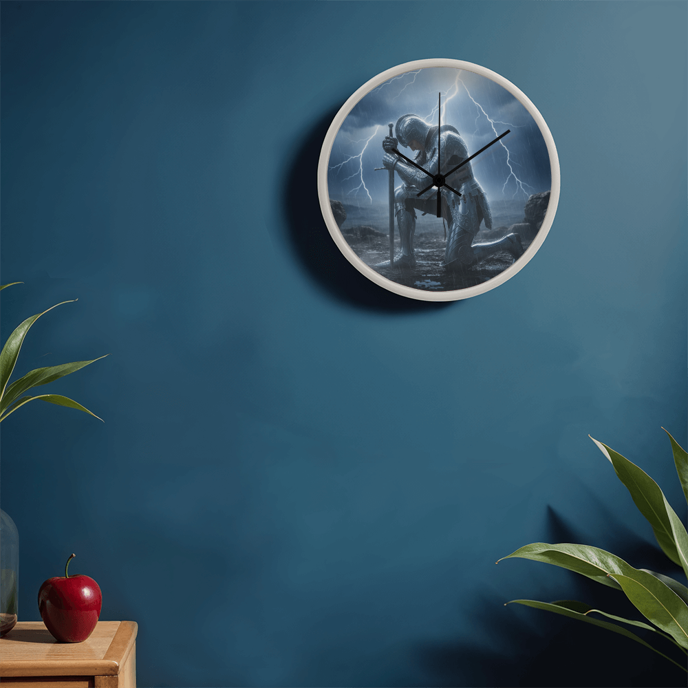 Warrior in Prayer Wall Clock - Faith Over Fear Inspirational Home Decor