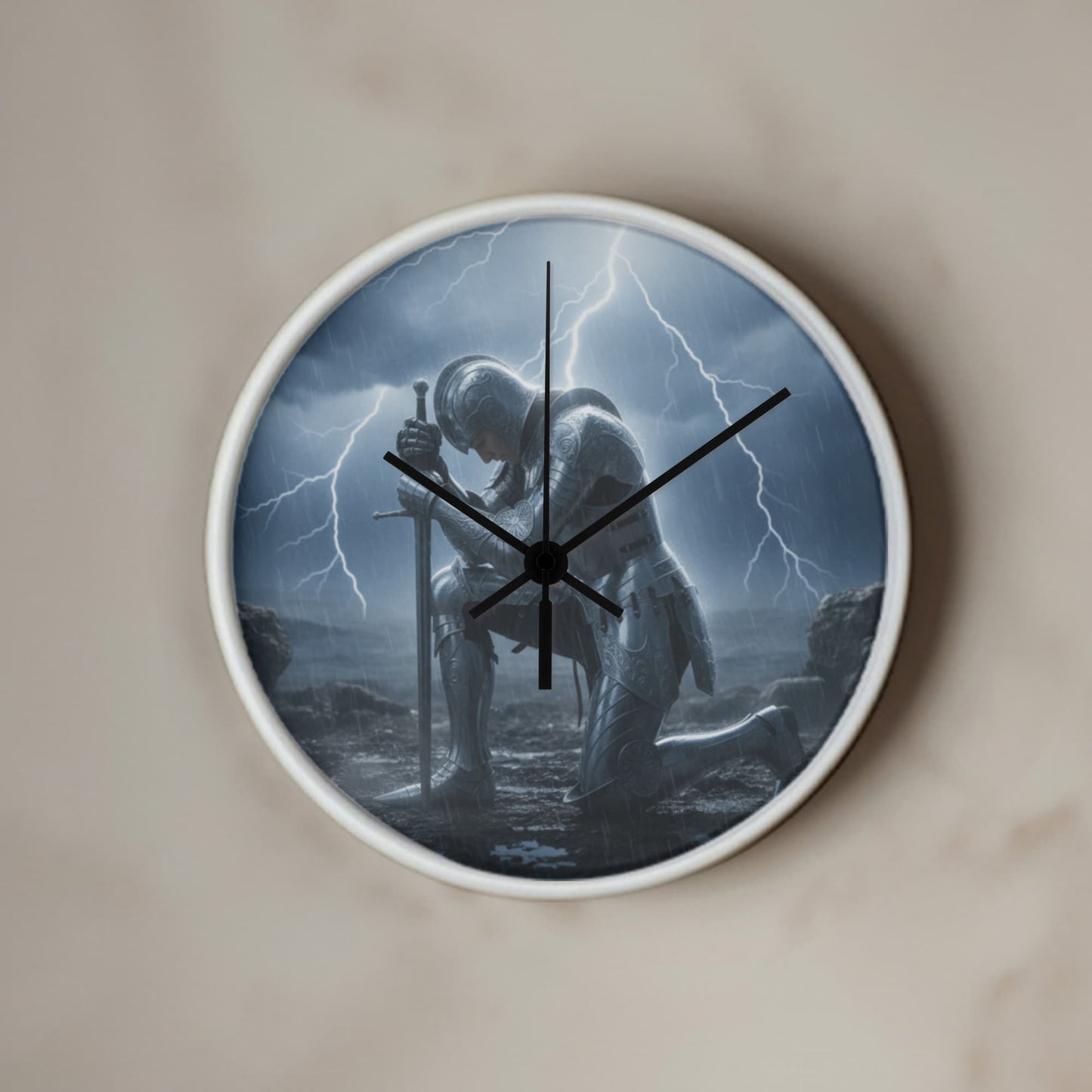 Warrior in Prayer Wall Clock - Faith Over Fear Inspirational Home Decor