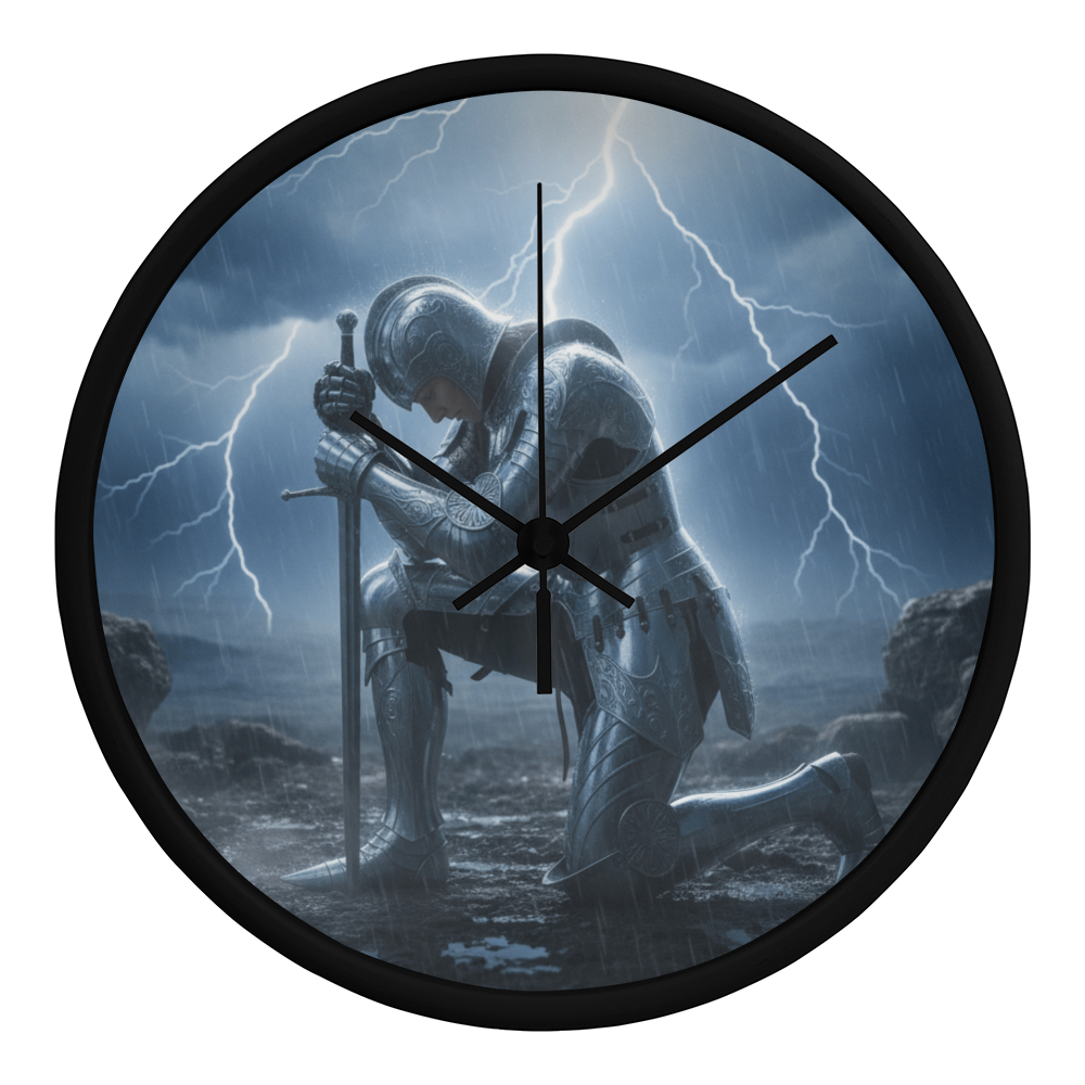 Warrior in Prayer Wall Clock - Faith Over Fear Inspirational Home Decor