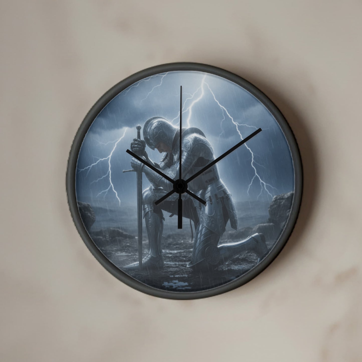 Warrior in Prayer Wall Clock - Faith Over Fear Inspirational Home Decor