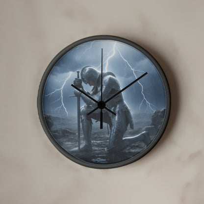 Warrior in Prayer Wall Clock - Faith Over Fear Inspirational Home Decor