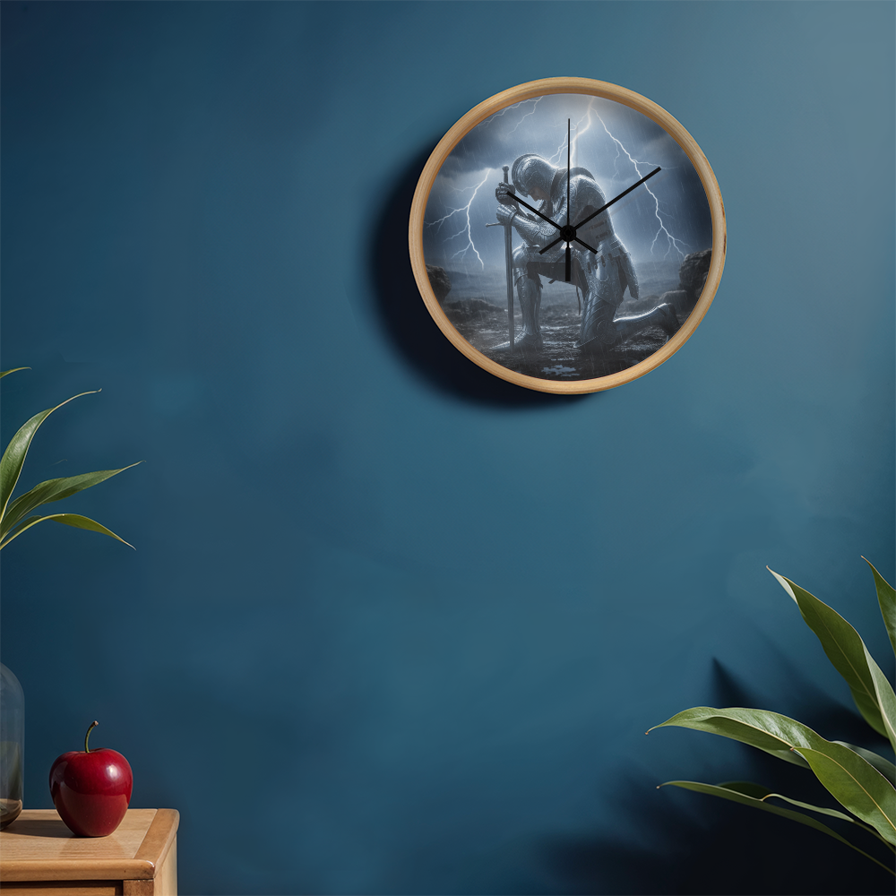 Warrior in Prayer Wall Clock - Faith Over Fear Inspirational Home Decor