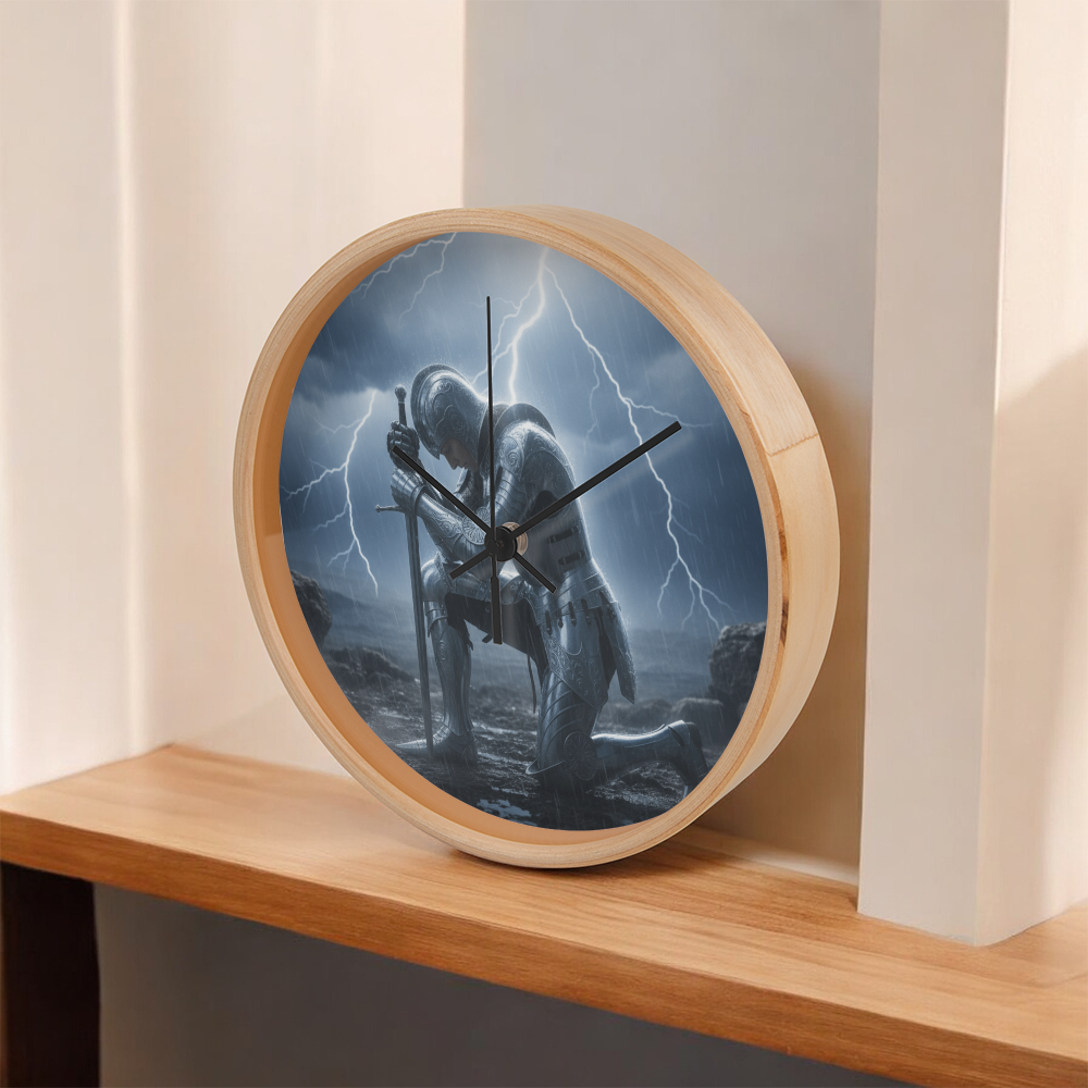 Warrior in Prayer Wall Clock - Faith Over Fear Inspirational Home Decor