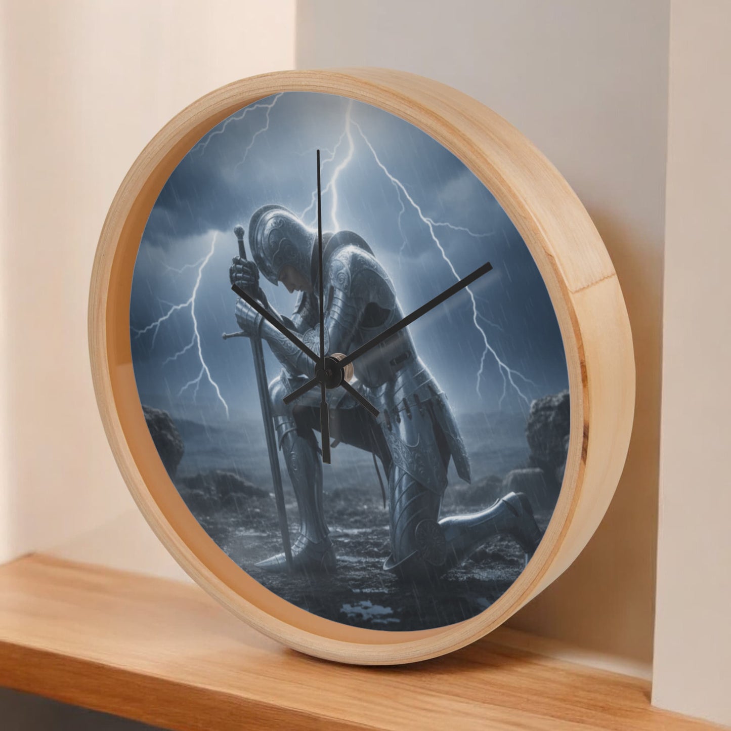 Warrior in Prayer Wall Clock - Faith Over Fear Inspirational Home Decor