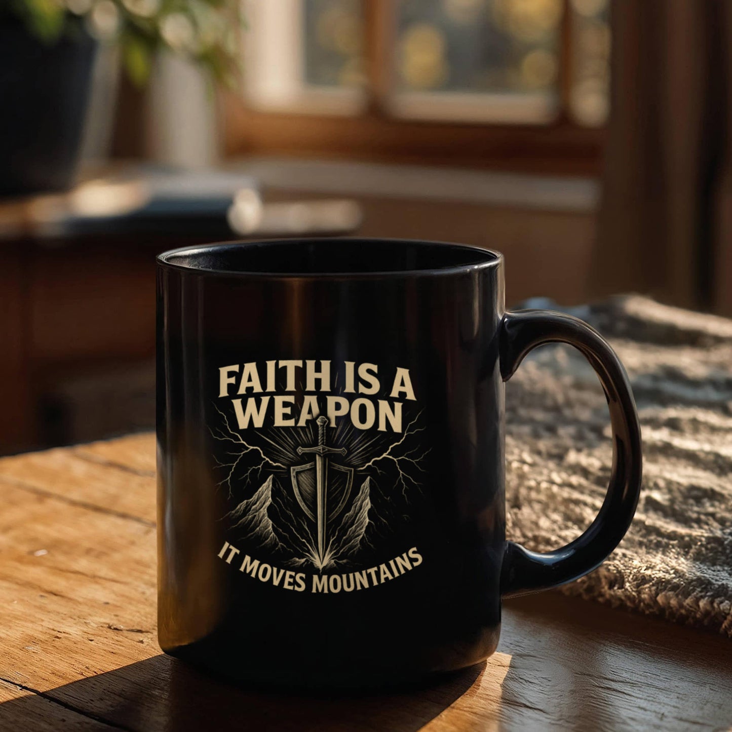 Faith is a Weapon That Moves Mountains | Christian Coffee Mug | Inspirational Gift