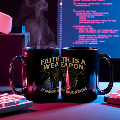 Faith is a Weapon That Moves Mountains | Christian Coffee Mug | Inspirational Gift
