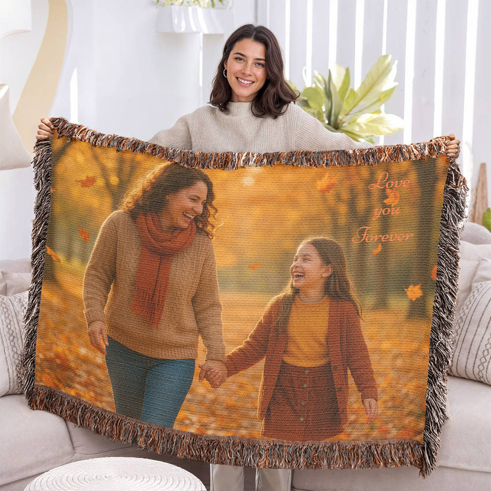 Custom Photo Woven Blanket - Personalized Faith & Family Heirloom, Forever Memories Keepsake