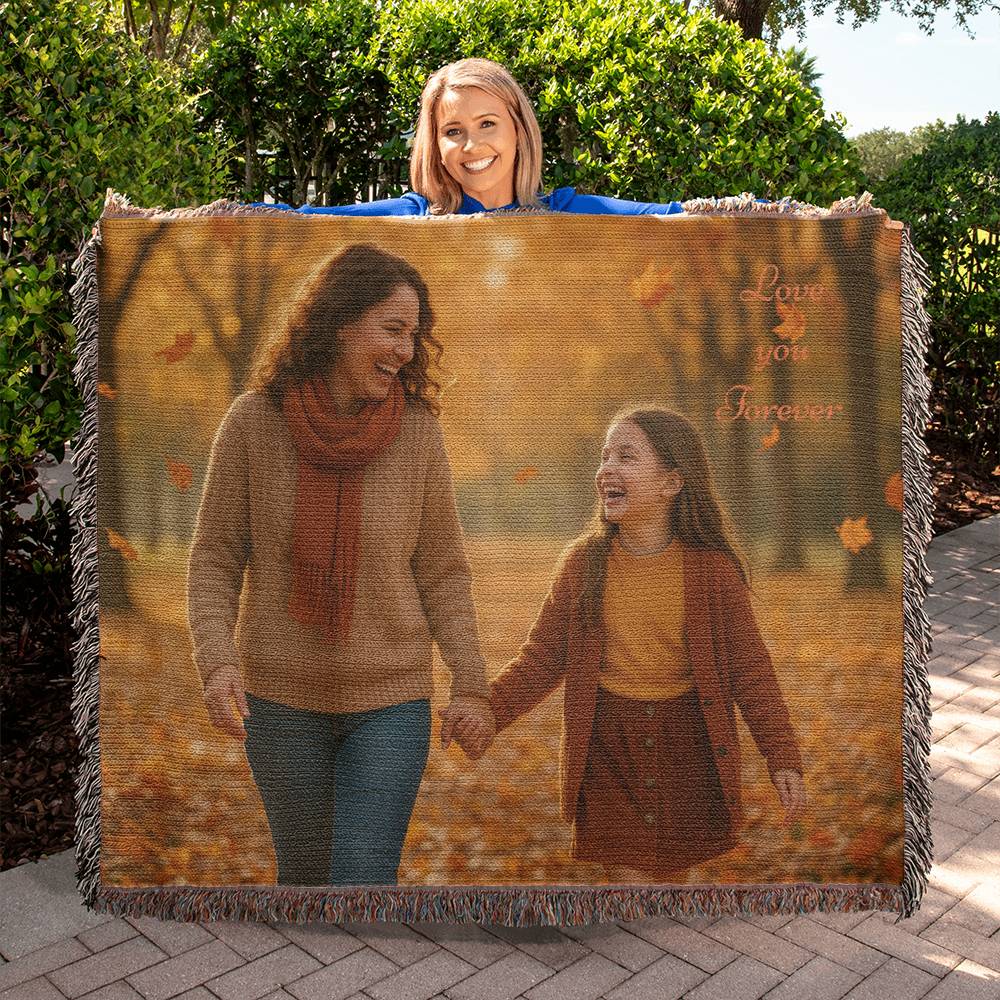 Custom Photo Woven Blanket - Personalized Faith & Family Heirloom, Forever Memories Keepsake