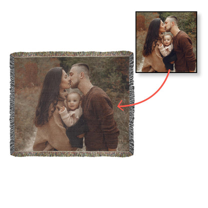 Custom Photo Woven Blanket - Personalized Faith & Family Heirloom, Forever Memories Keepsake