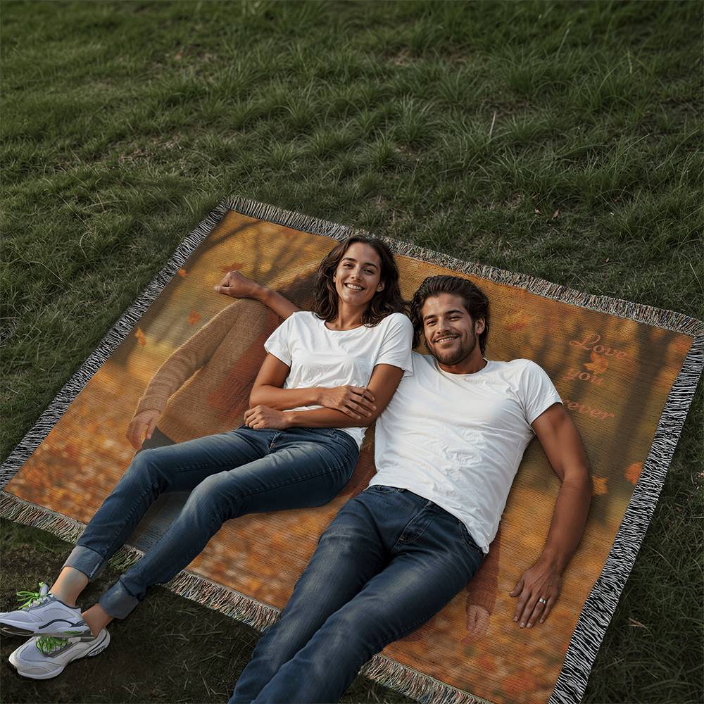 Custom Photo Woven Blanket - Personalized Faith & Family Heirloom, Forever Memories Keepsake