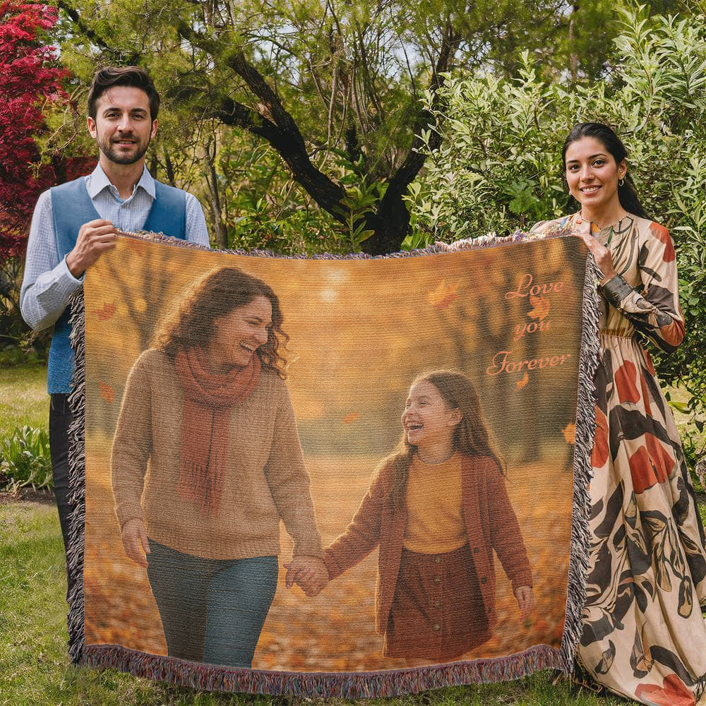 Custom Photo Woven Blanket - Personalized Faith & Family Heirloom, Forever Memories Keepsake