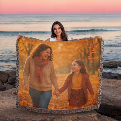 Custom Photo Woven Blanket - Personalized Faith & Family Heirloom, Forever Memories Keepsake