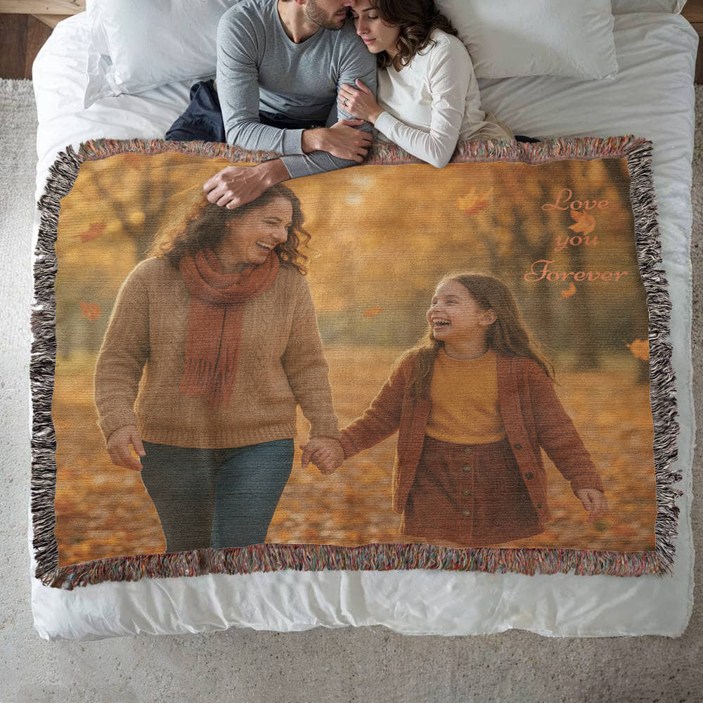 Custom Photo Woven Blanket - Personalized Faith & Family Heirloom, Forever Memories Keepsake