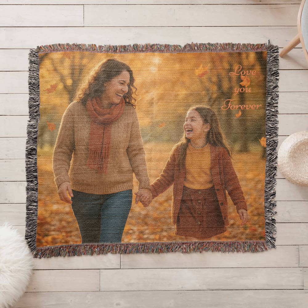 Custom Photo Woven Blanket - Personalized Faith & Family Heirloom, Forever Memories Keepsake